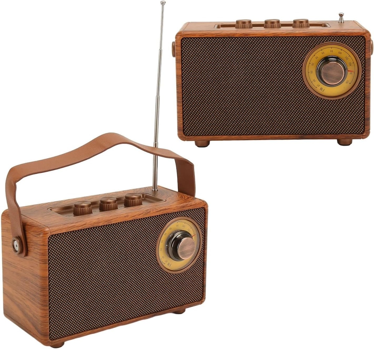 راديو صغير صغير بتصميم خشبي عتيق