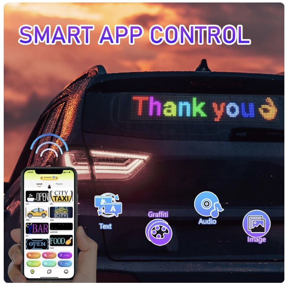 شاشة عرض إعلانات LED للسيارة مرنة للهاتف المحمول
