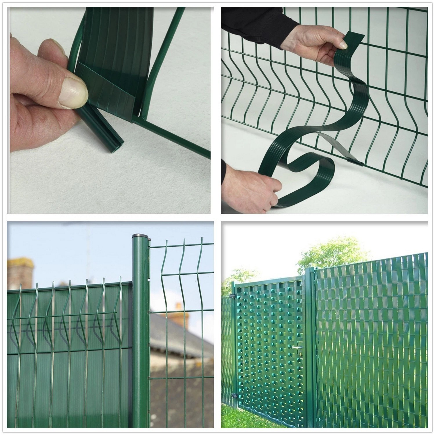 شريط الخصوصية البلاستيكي المرن PVC للسياج الشبكي ثلاثي الأبعاد باللون الأخضر